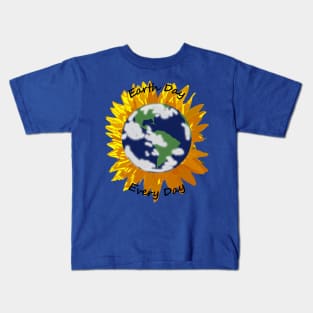 Abstract Sunflower Planet Earth Day is Every Day Kids T-Shirt